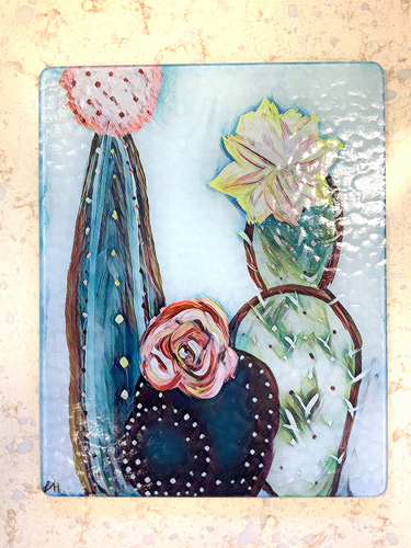 Cactus dessert blossom glass cutting board (6537188606150)