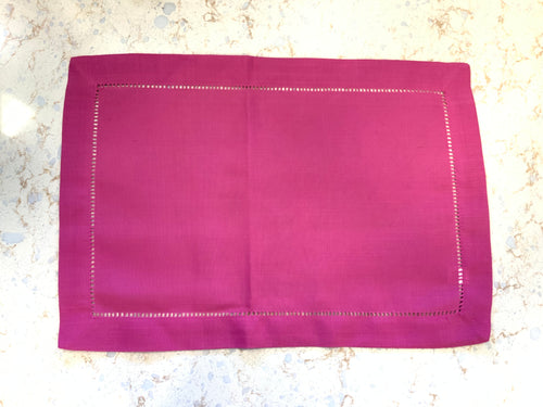 Fuchsia hemstitched placemats set of 4 (6248350941382)