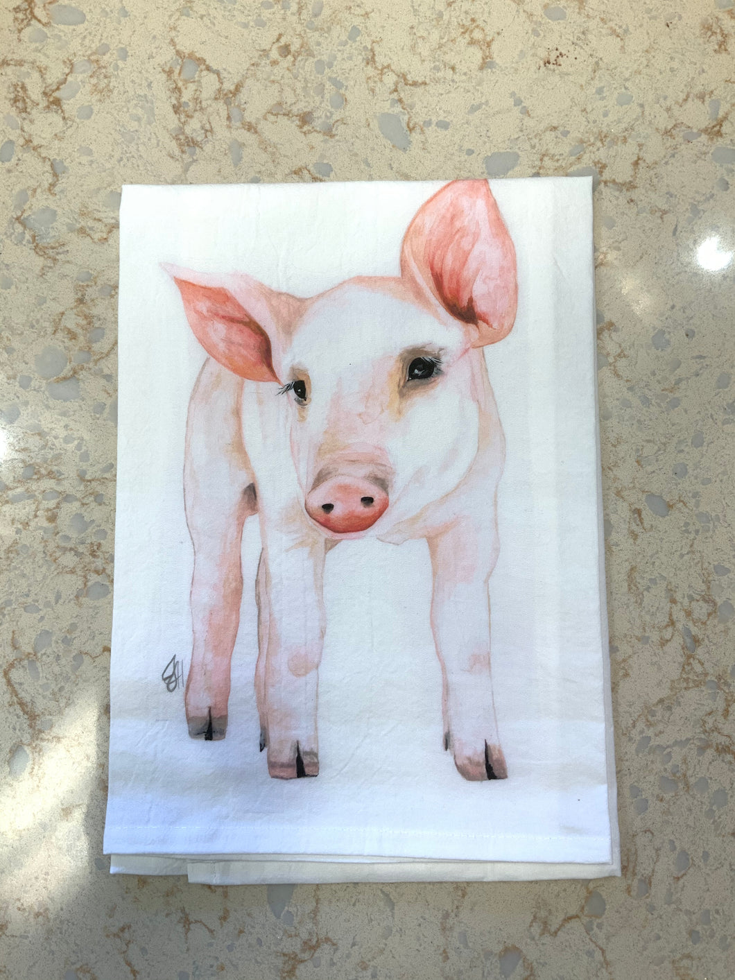 Pinky pig flour sack towel