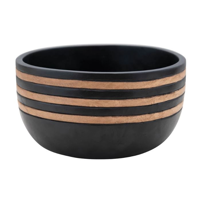 Mango Wood Bowl with Stripes