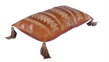 Load image into Gallery viewer, Arrow tasseled leather throw pillow
