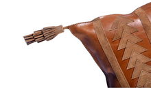 Load image into Gallery viewer, Arrow tasseled leather throw pillow
