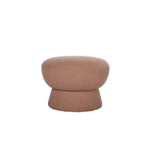 Load image into Gallery viewer, Camel Color Fabric Upholstered Boucle Ottoman 25&quot; Round x 18&quot; H
