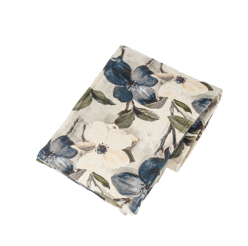 Magnolia Print Velvet Throw