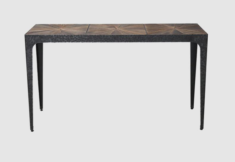 Hammered Iron with Reclaimed Elm Wood Console Table