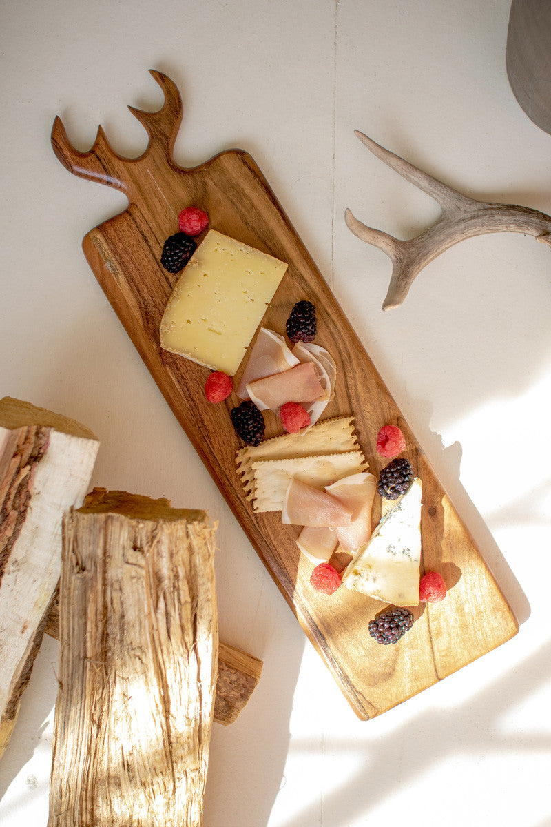 Acacia Wood Antler Holiday Cutting/Cheese Board