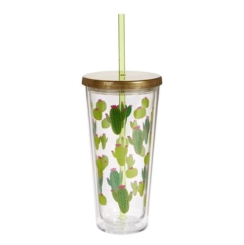 Cactus Tumbler with Lid and Straw