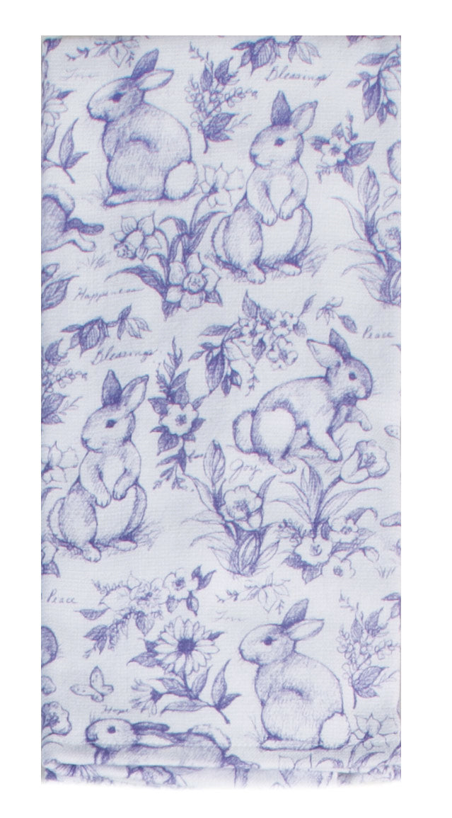 Spring Bunny Toile Terry Towel