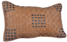 Load image into Gallery viewer, Studded leather weaved pillow
