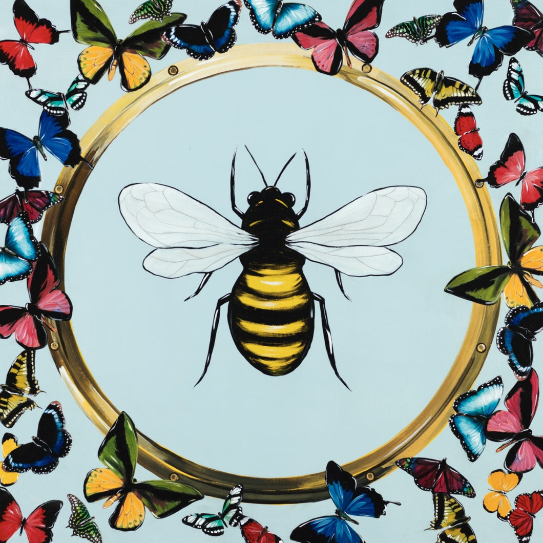 Bumble Bee Art with Butterflies