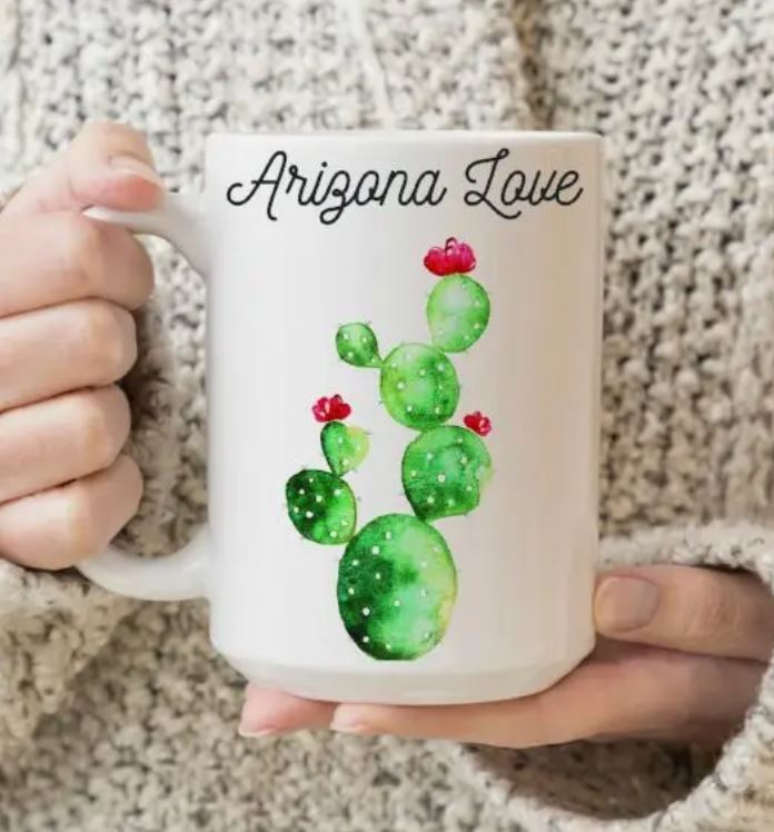 Watercolor Arizona Love Cactus 15 oz Mug