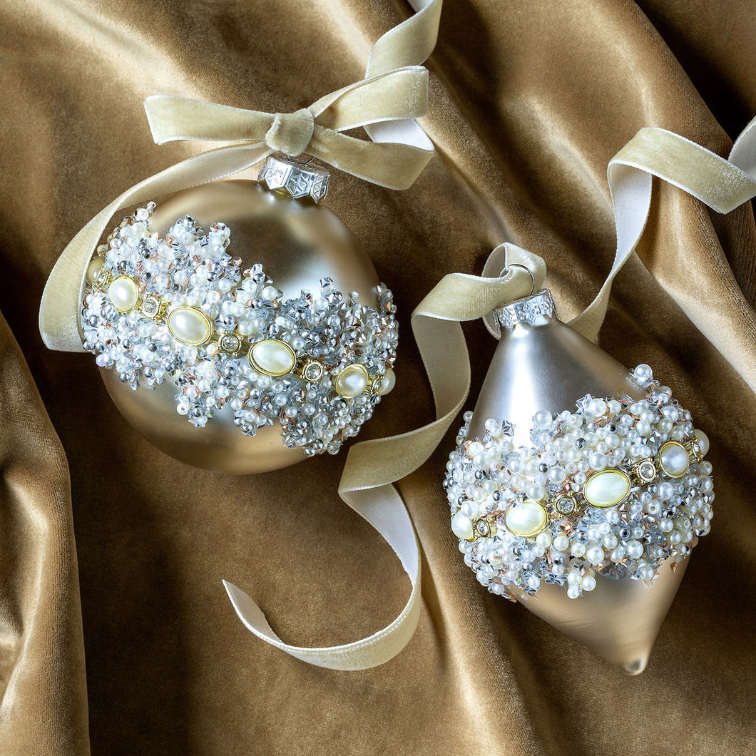 Pearl & Jewel Crusted Glass Ornament