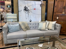Load image into Gallery viewer, Gray Tufted  Sofa with Silver Nailheads (6190872985798)

