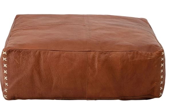 Square Leather Pouf