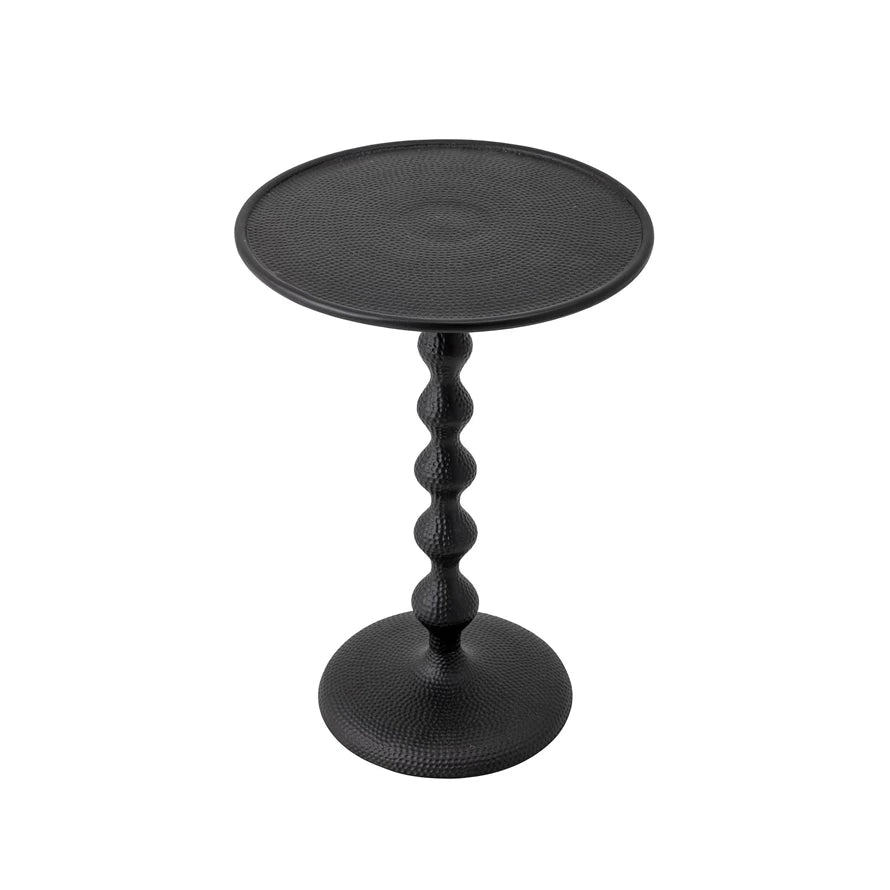 Hammered Metal Matte Black Finish Accent Table