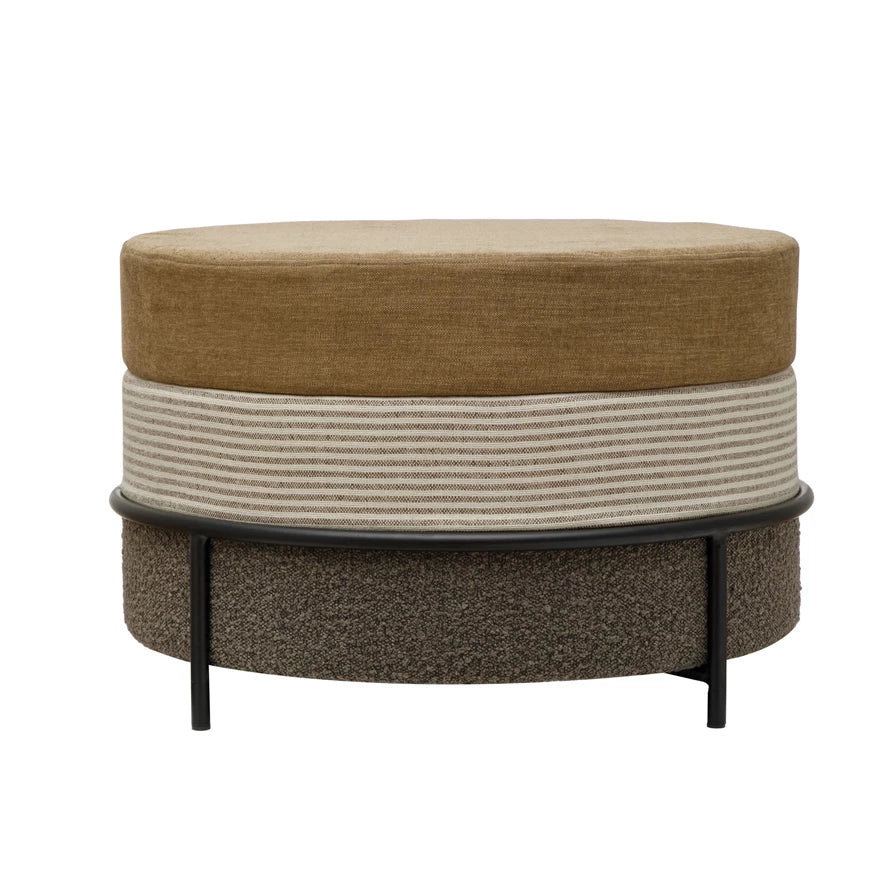 Upholstered Ottoman with Metal Legs