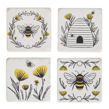 Load image into Gallery viewer, Floral Bee Set of 4 Coasters
