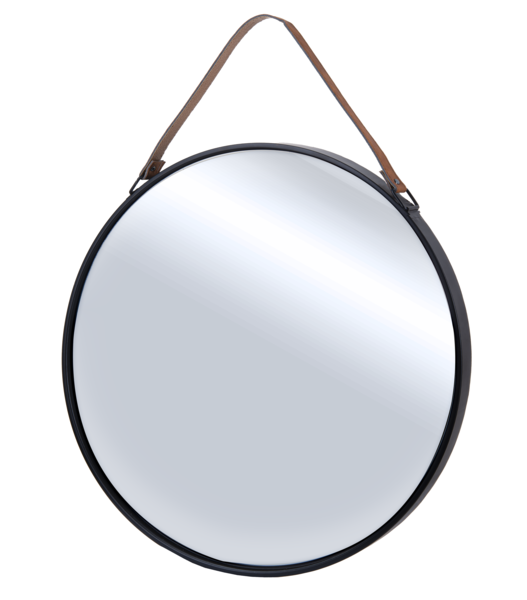 Round Wall Mirror with Leather Hanger