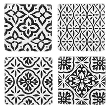 Load image into Gallery viewer, Black &amp; White Medallion Pattern Coasters
