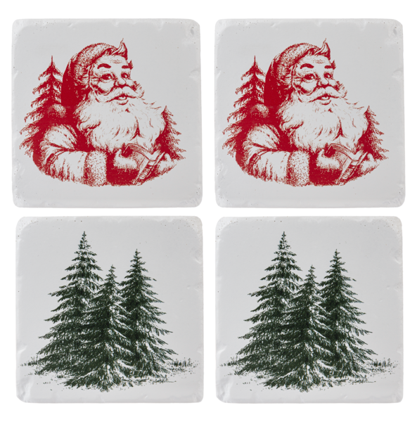 Santa & Pine Tree Coaster