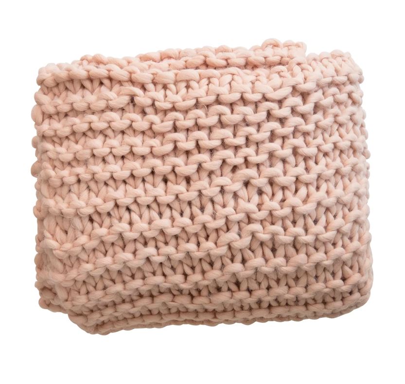 Pink Crocheted Fabric Throw