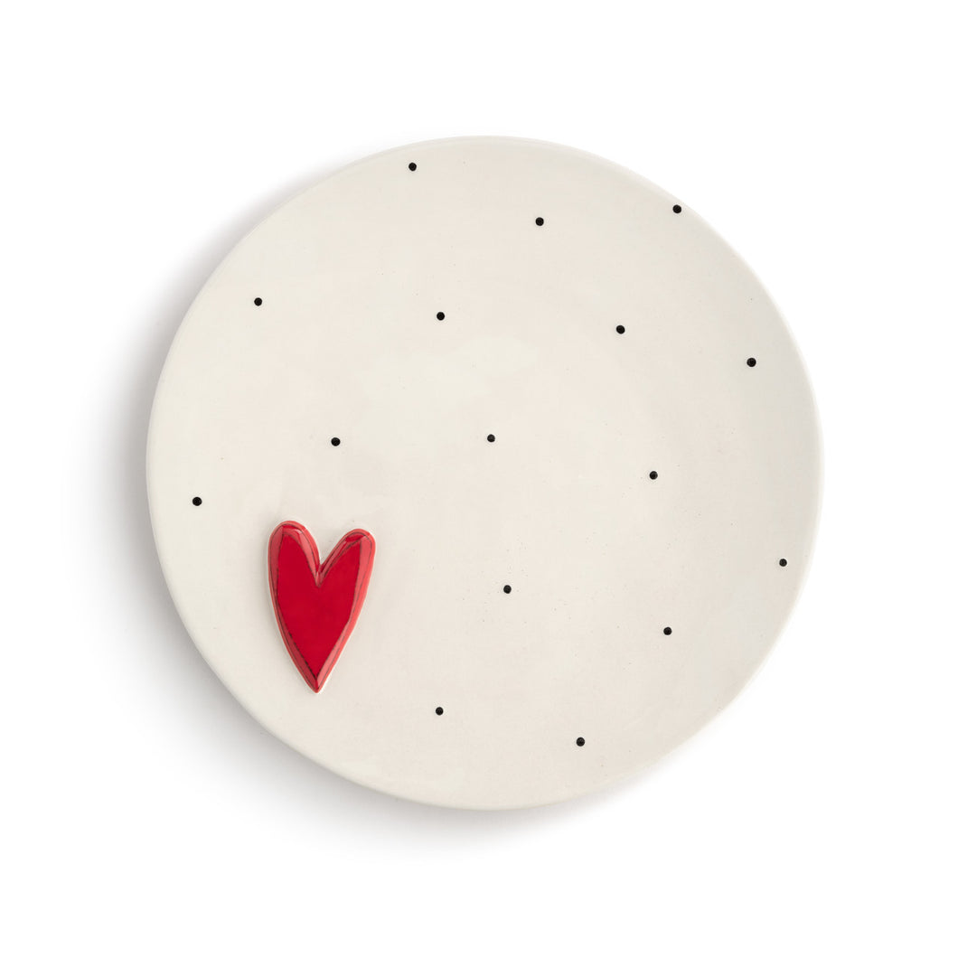 Red Heart Dot Round Platter