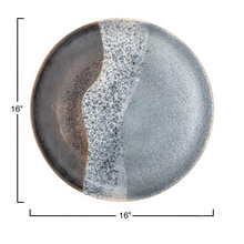 Load image into Gallery viewer, 16” Matte Blue Reactive Glaze Serving Platter

