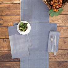 Load image into Gallery viewer, Port Stripe Blue Placemat &amp; Napkin Collection
