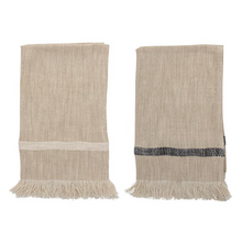 Load image into Gallery viewer, Set of 2 Woven Cotton Fringe Tea Towels with Stripe

