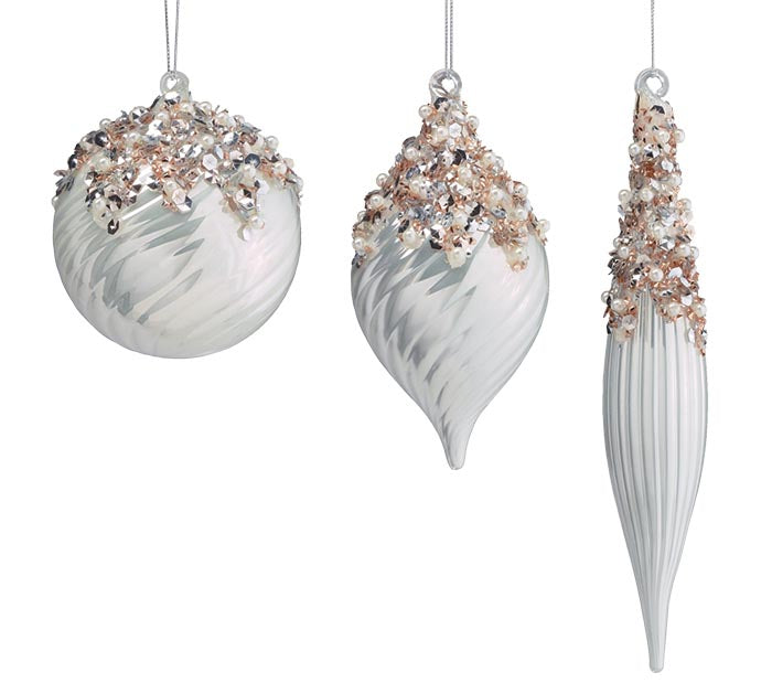 Pearlized Glass Ornament Collection