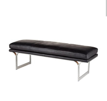 Load image into Gallery viewer, Arched Black Leather Bench 56&quot;
