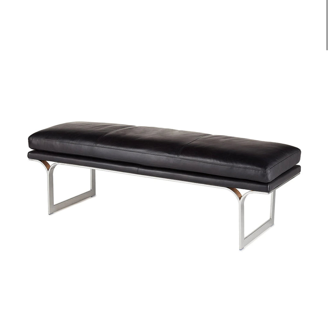 Arched Black Leather Bench 56