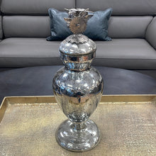Load image into Gallery viewer, Mercury Glass Urns w/ Floral Silver Top

