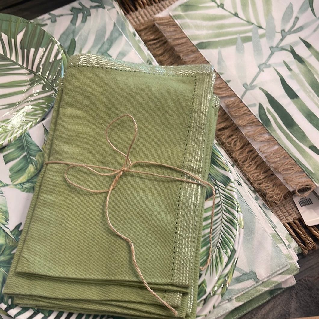 Green Linen Napkins -Set
