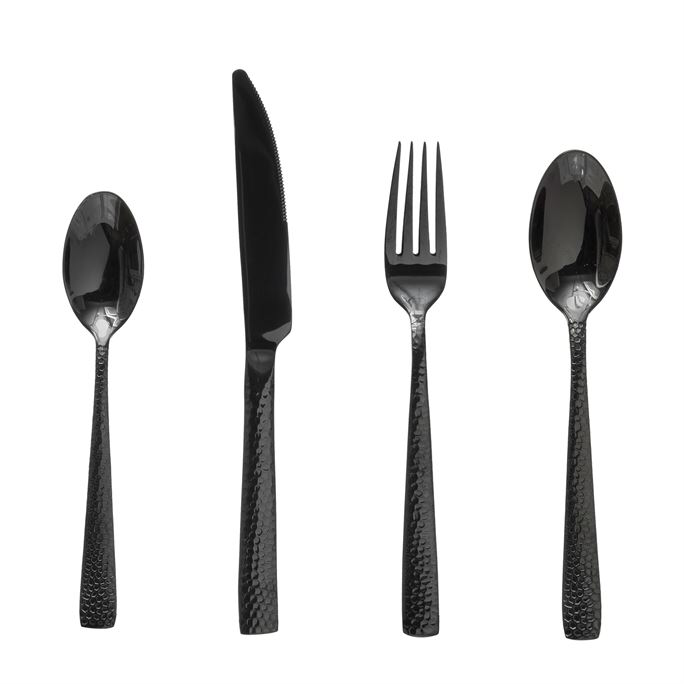 4pc Black Hammered Cutlery