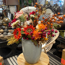 Load image into Gallery viewer, Gray Vase Decorative Fall Arrangement
