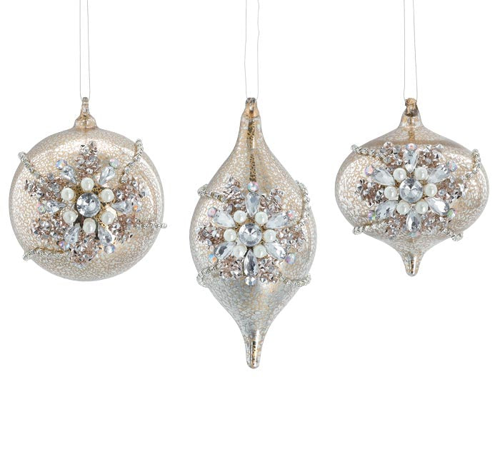 Gold, Silver, White Pearl Gemstone Ornament Collection