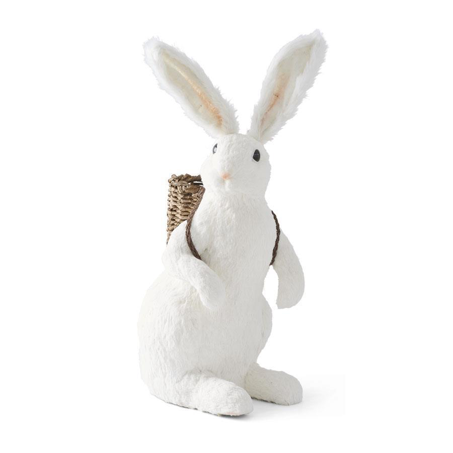 34” White Sisal Rabbit with basket on back