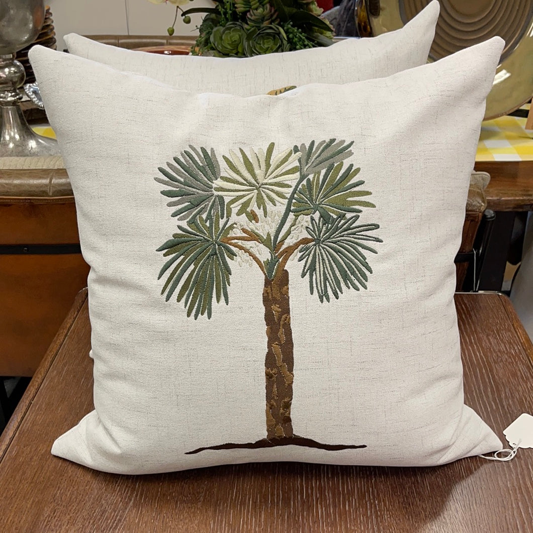 Embroider palm tree pillow