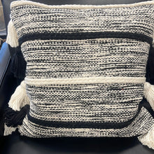 Load image into Gallery viewer, Black &amp; Ivory Throw Pillow w/ Tassels
