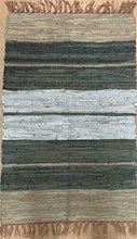 Load image into Gallery viewer, Brown &amp; Blue Leather Chindi Rug
