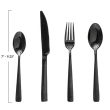 Load image into Gallery viewer, 4pc Black Hammered Cutlery
