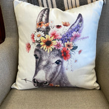 Load image into Gallery viewer, Donkey with Flowers Pillow
