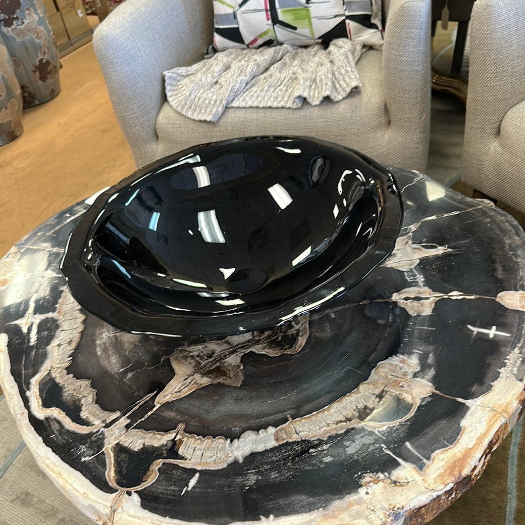Navy Swirl Glass Bowl