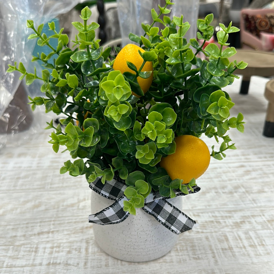 Faux Lemon Plant in Vase