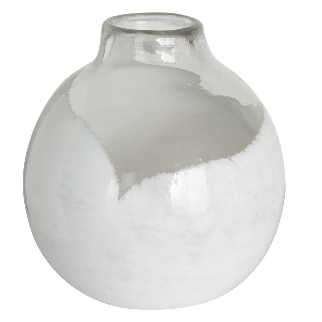 Ronda Clear and White Handblown Glass Vase