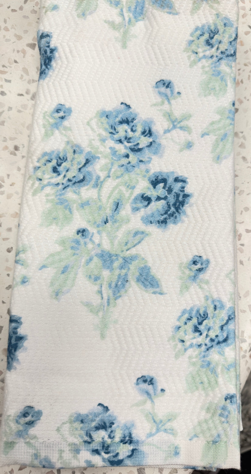 Blue Floral Hand Towels