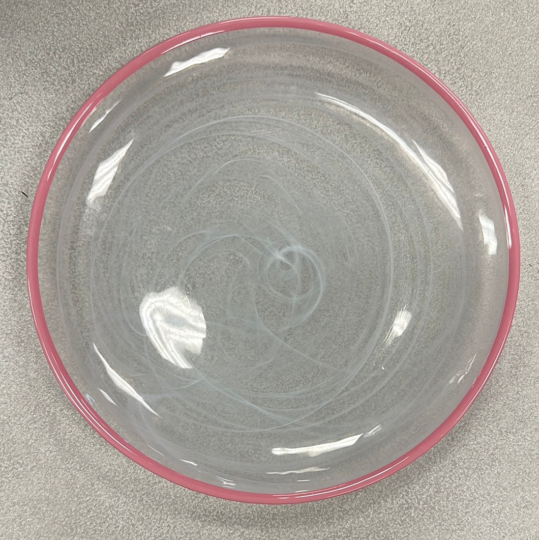 Pink Rim Glass Plates - Set of 2