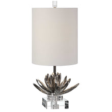 Load image into Gallery viewer, Silver Lotus Lamp on a Crystal Base
