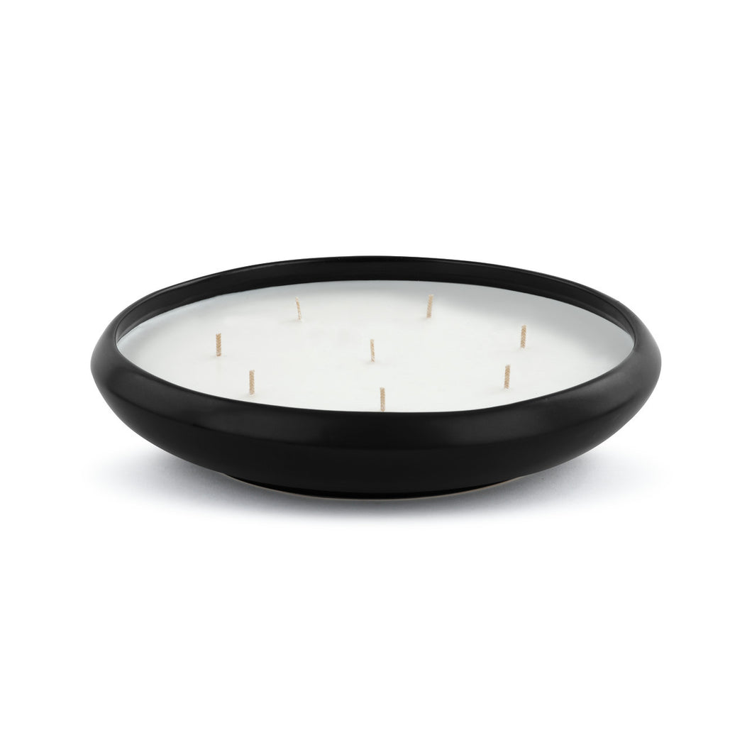 Round Black 8-Wick Ceramic Candle